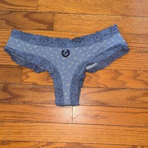 PINK Victoria's Secret Blue Lace Trim Panties